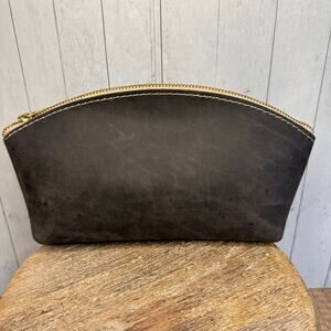 Portland Leather GROUPIE GRAY Eclipse Makeup Bag FAST SHIP Leather Bag NEW